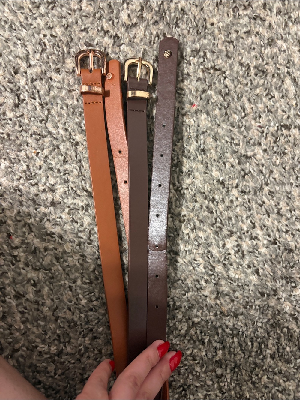Target Women's Slim Leather Belt Set - Tan & Dark Brown
